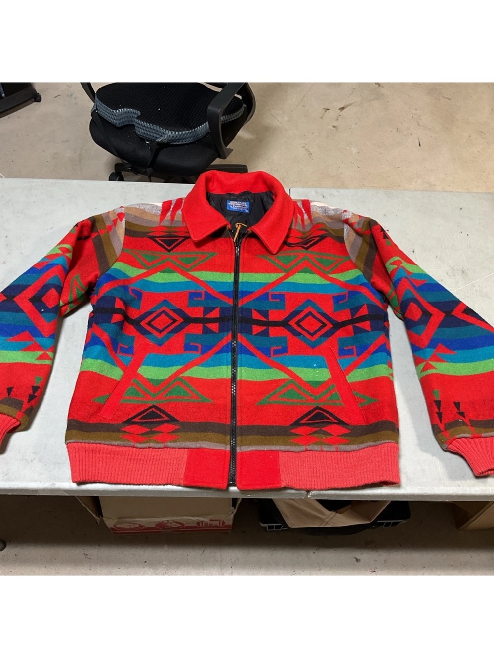VTG Pendleton Mens Western Wear Aztec Wool Bomber Jacket LARGE (L) See DESCRIPTI